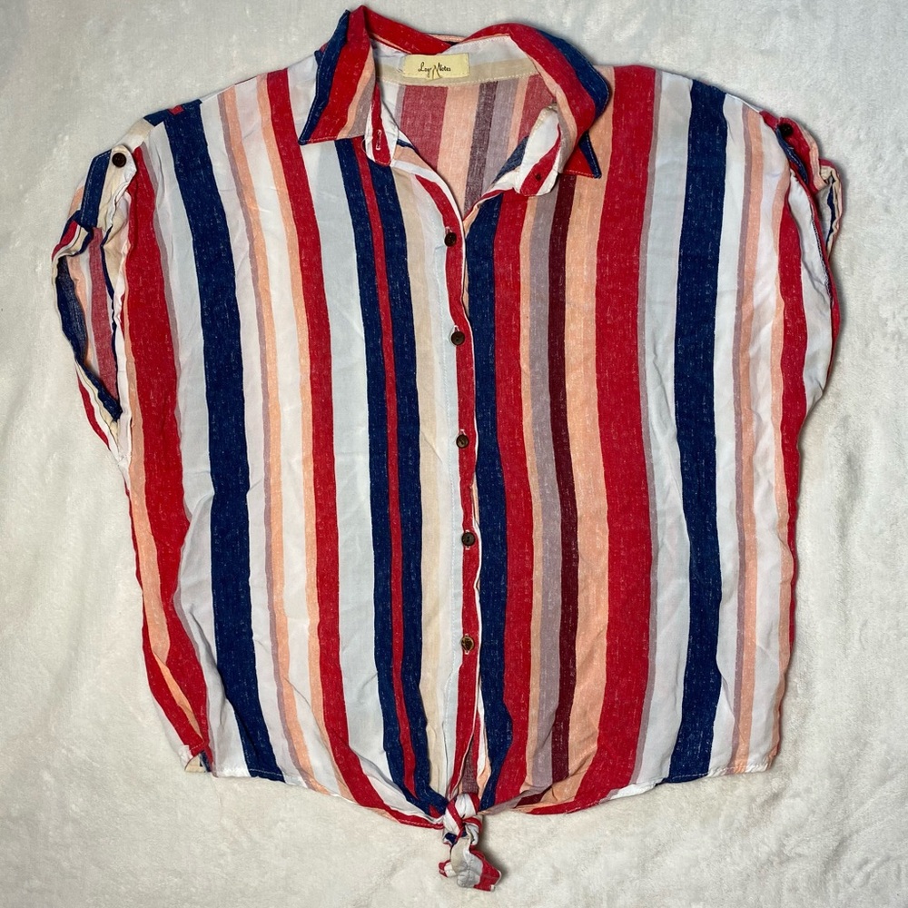 Multi colored striped button down